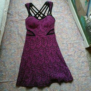 Magenta Lace Strappy Fit & Flare Dress